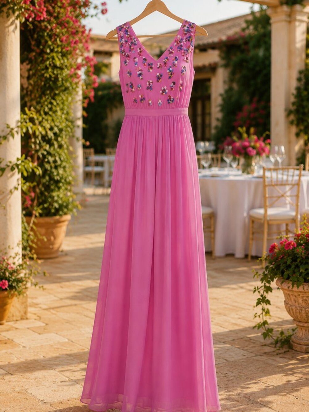 Anthropologie Shoshanna Pink Beaded Sleeves Maxi Dress Size 0 NWOT